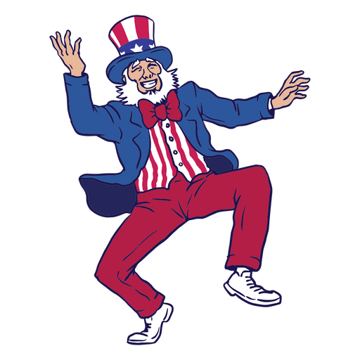 Caricatura de un tío bailando con traje. Diseño PNG