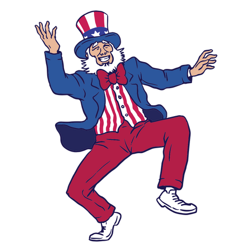 Cartoon image of an uncle dancing in a suit PNG Design