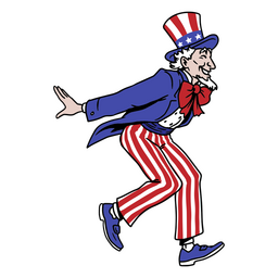 Cartoon Image Of An Uncle Jogging In A Red, White And Blue Outfit PNG ...