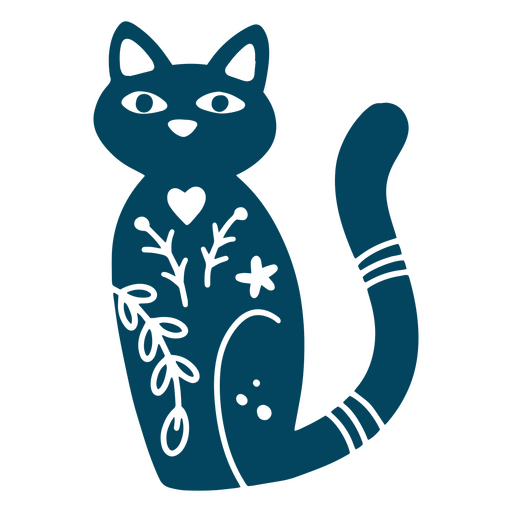 Ilustração encantadora de gato floral Desenho PNG
