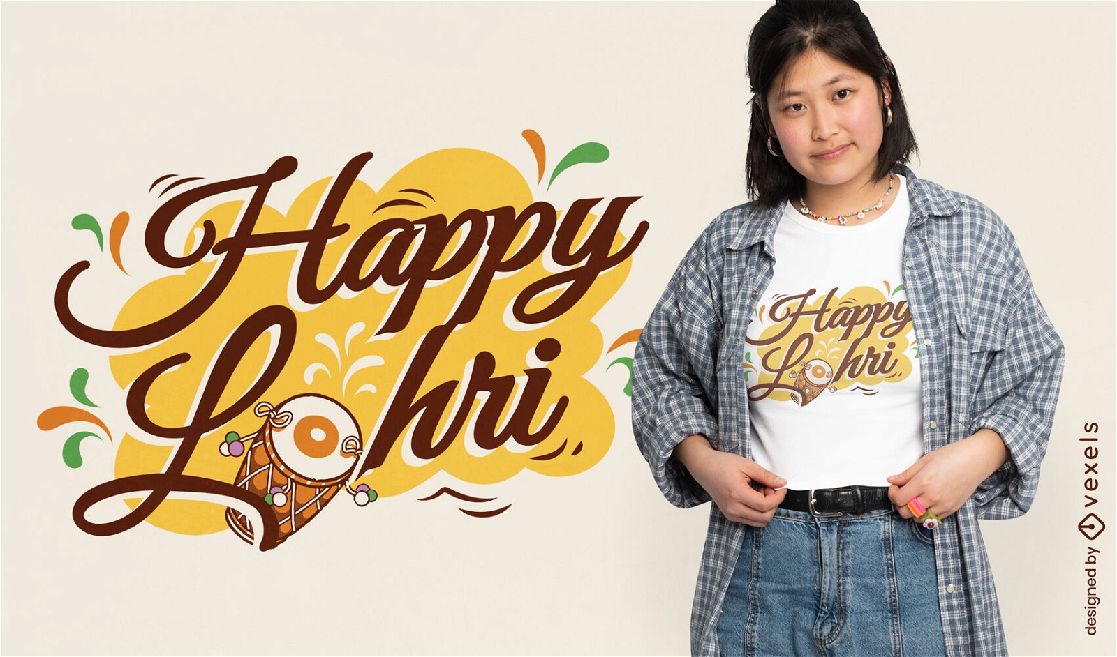 Diseño de camiseta feliz lohri.