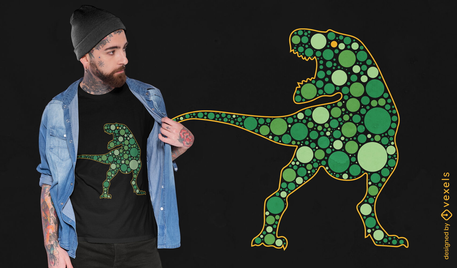 Grün gepunktetes T-Rex-T-Shirt-Design