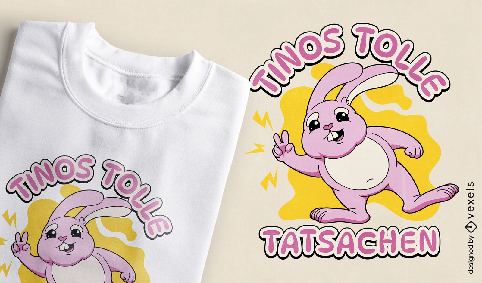 Design de camiseta animal coelhinho rosa fofo