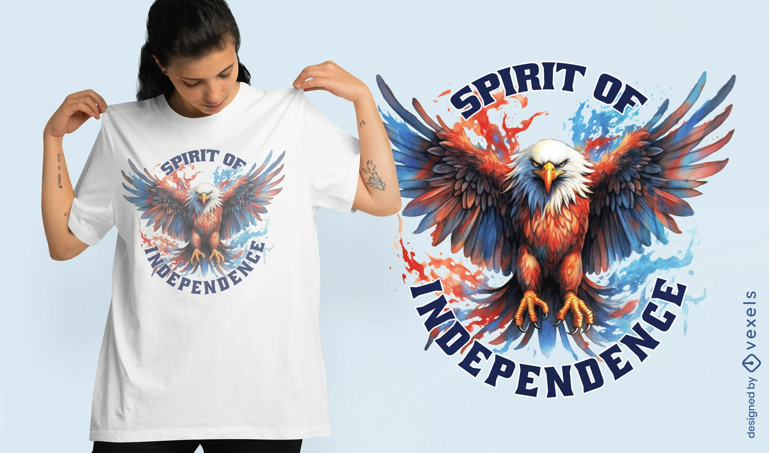 Adlervogel fliegendes Illustrations-T-Shirt PSD