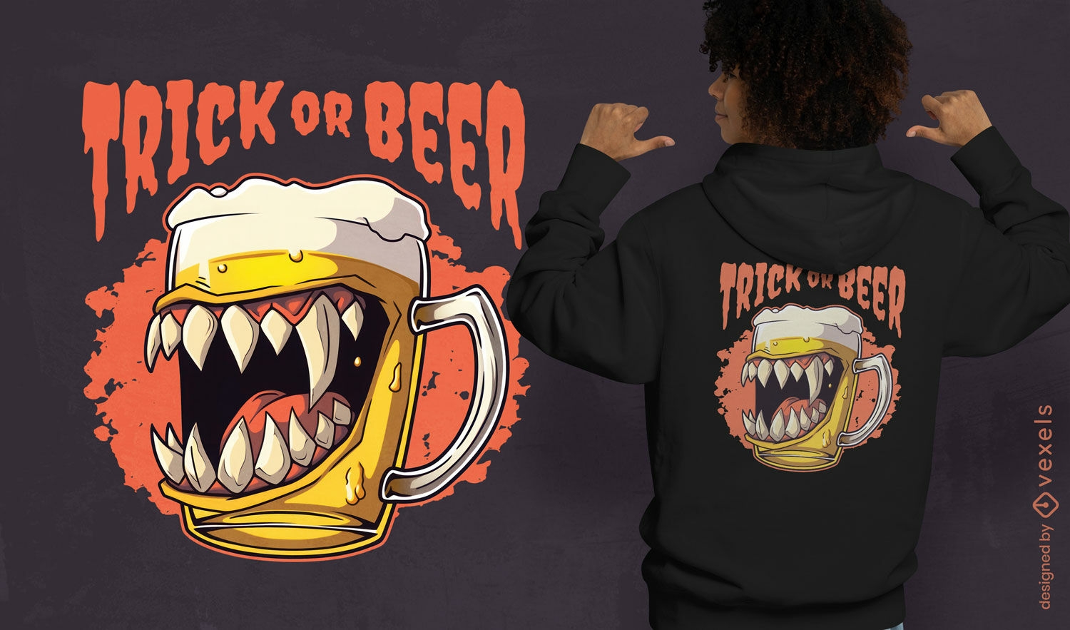 Camiseta monstro de halloween de bebida de cerveja psd