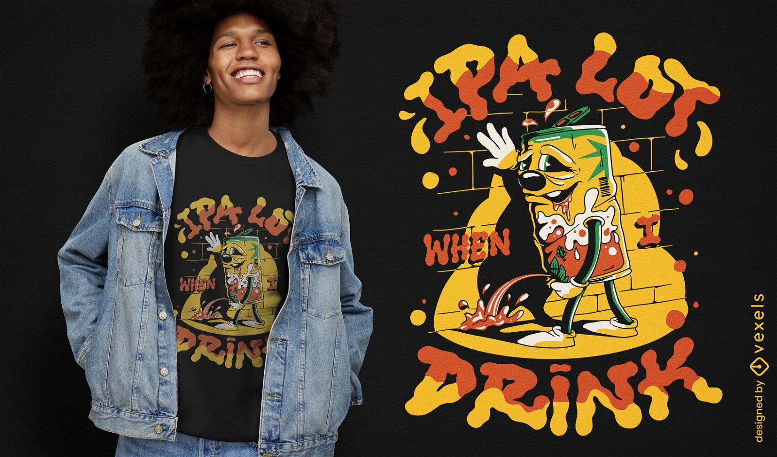 Drunk beer can t-shirt design