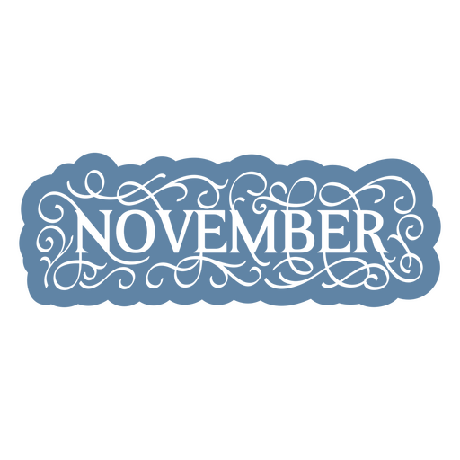 Bandera azul con la palabra noviembre. Diseño PNG