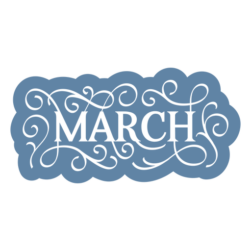 Blue banner with the word march on it PNG Design