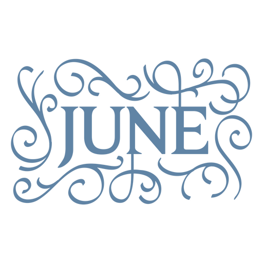 La palabra junio en letras azules. Diseño PNG