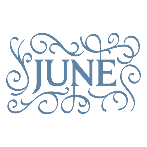 Elegantes Juni-Schriftzugdesign mit Schnörkeln PNG-Design