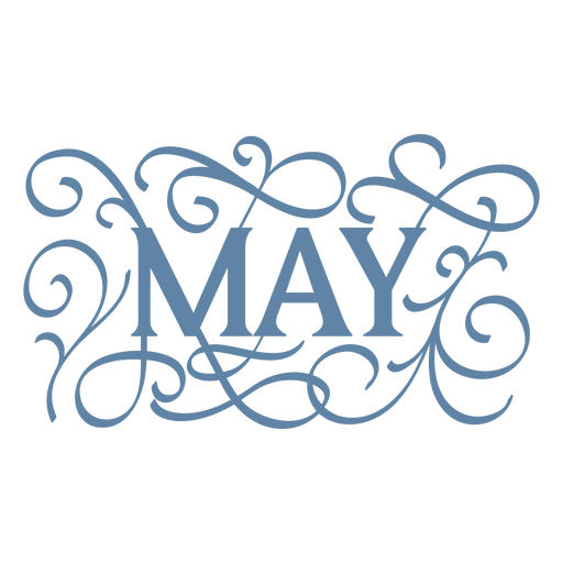 Delicado diseño tipográfico floral de mayo Diseño PNG