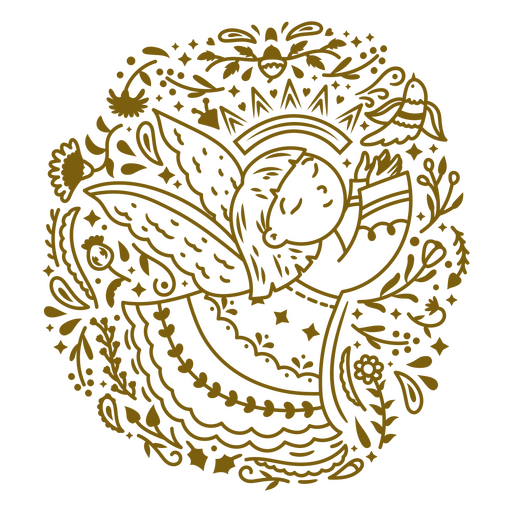 Elegante Engelsillustration mit floralen Akzenten PNG-Design