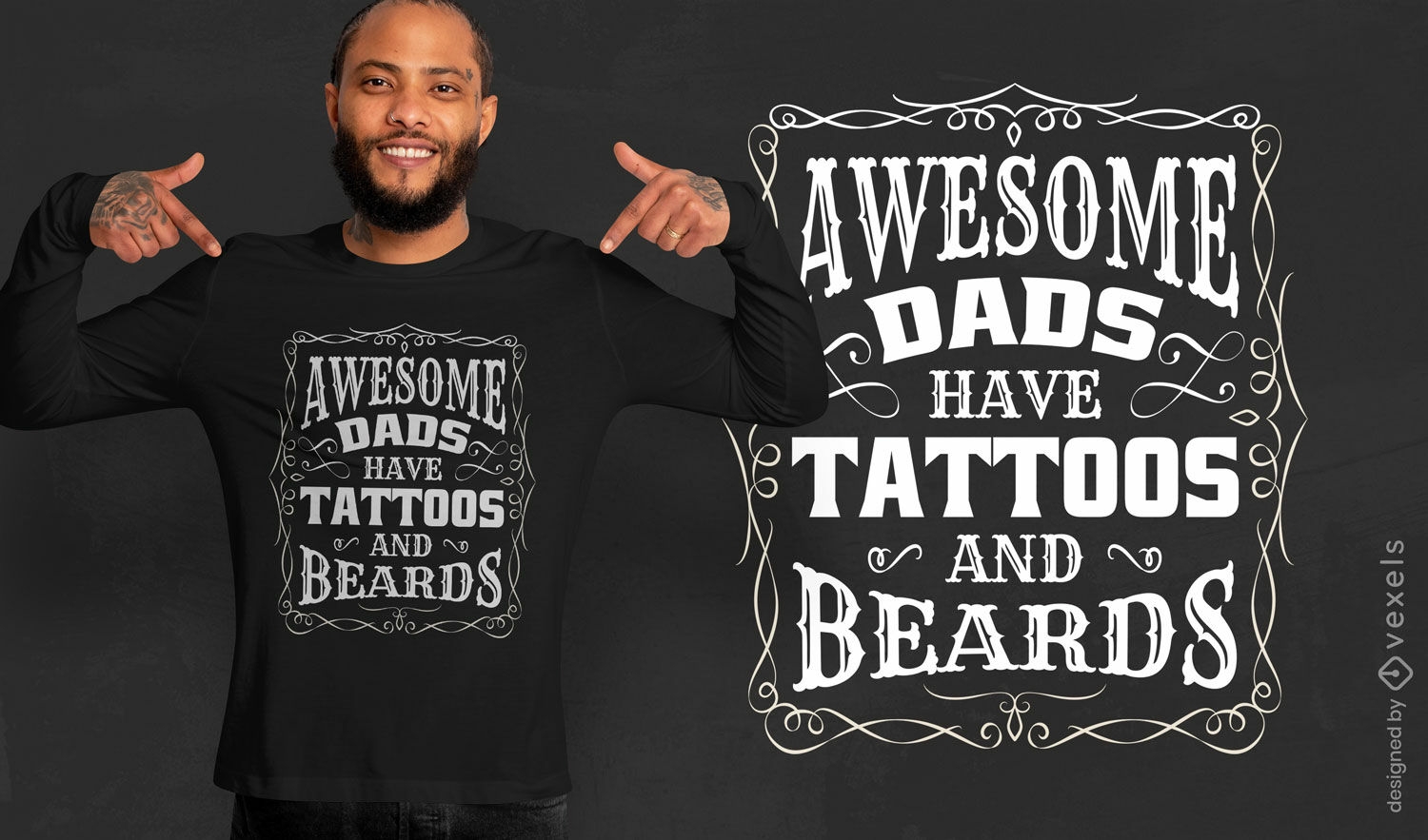 Fantastische Väter mit Tätowierungen zitieren T-Shirt-Design
