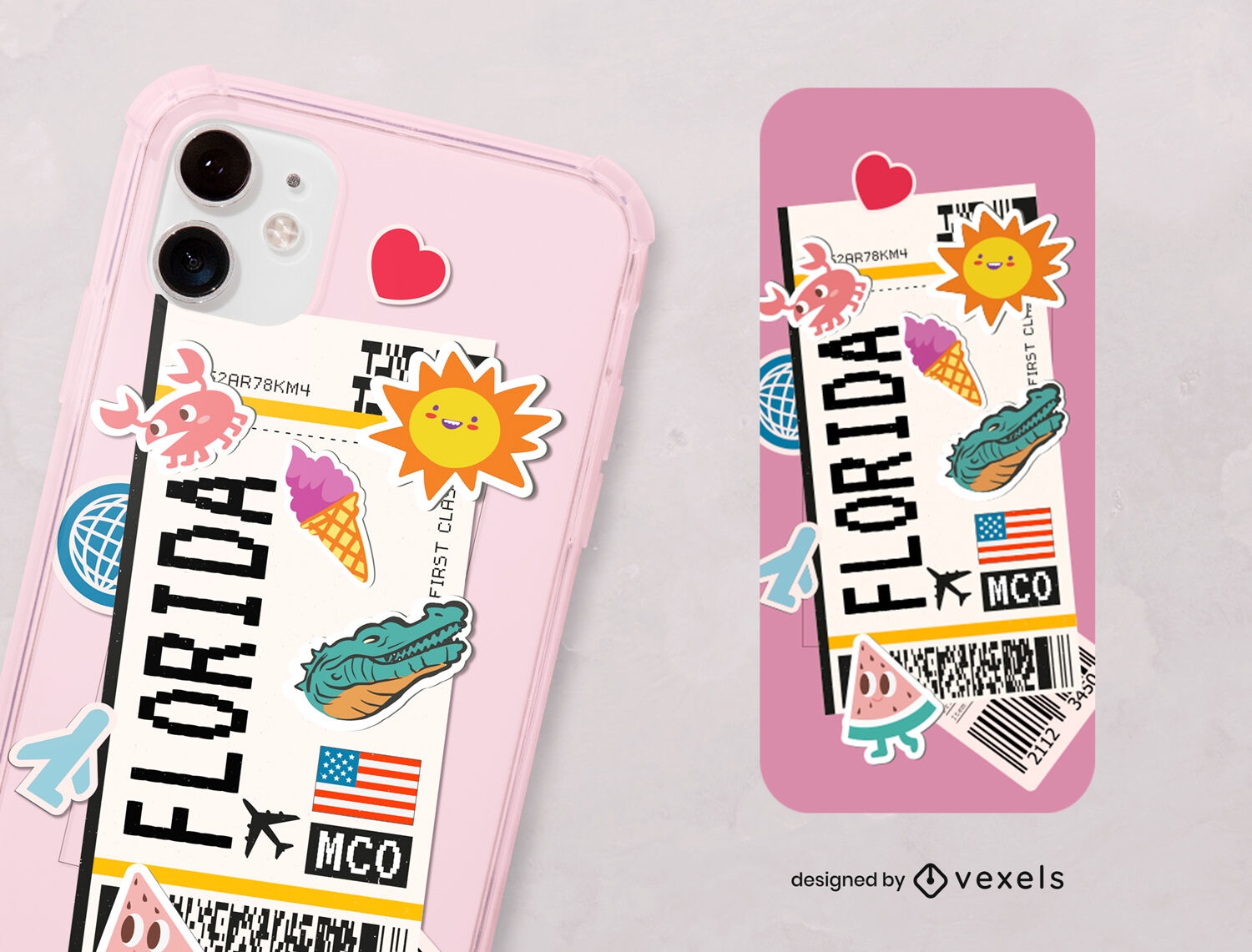 Design de capa de telefone com adesivos da Flórida EUA
