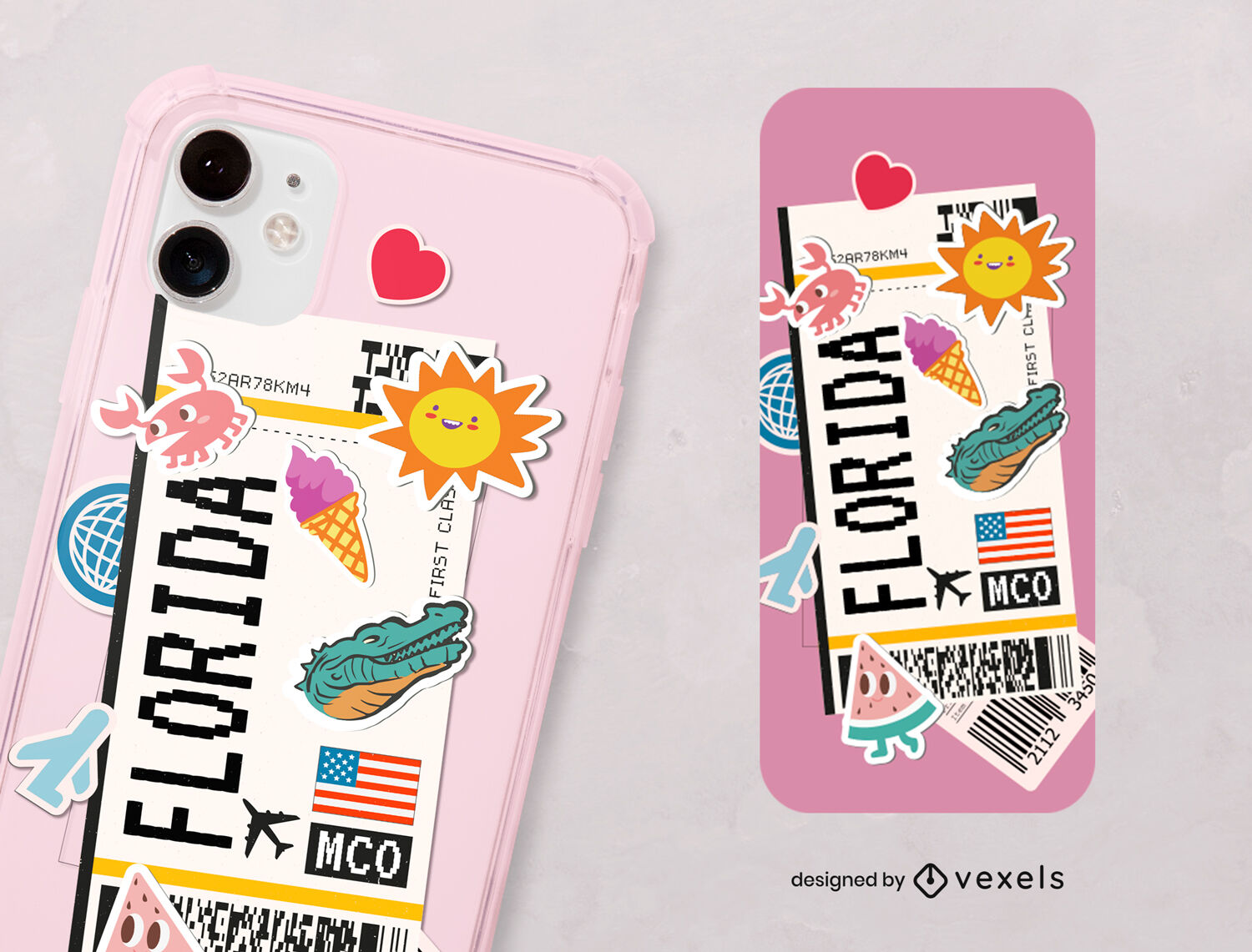 Diseño de la caja del teléfono con pegatinas de Florida USA