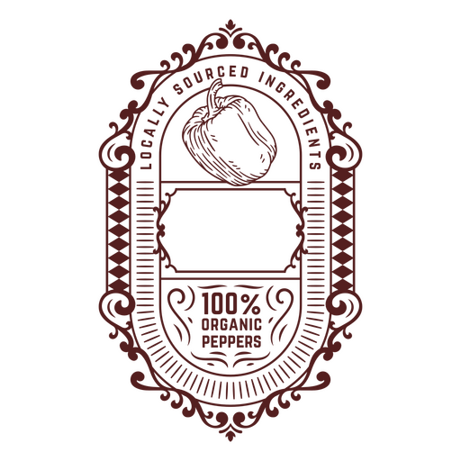 Ornate label with a red pepper PNG Design