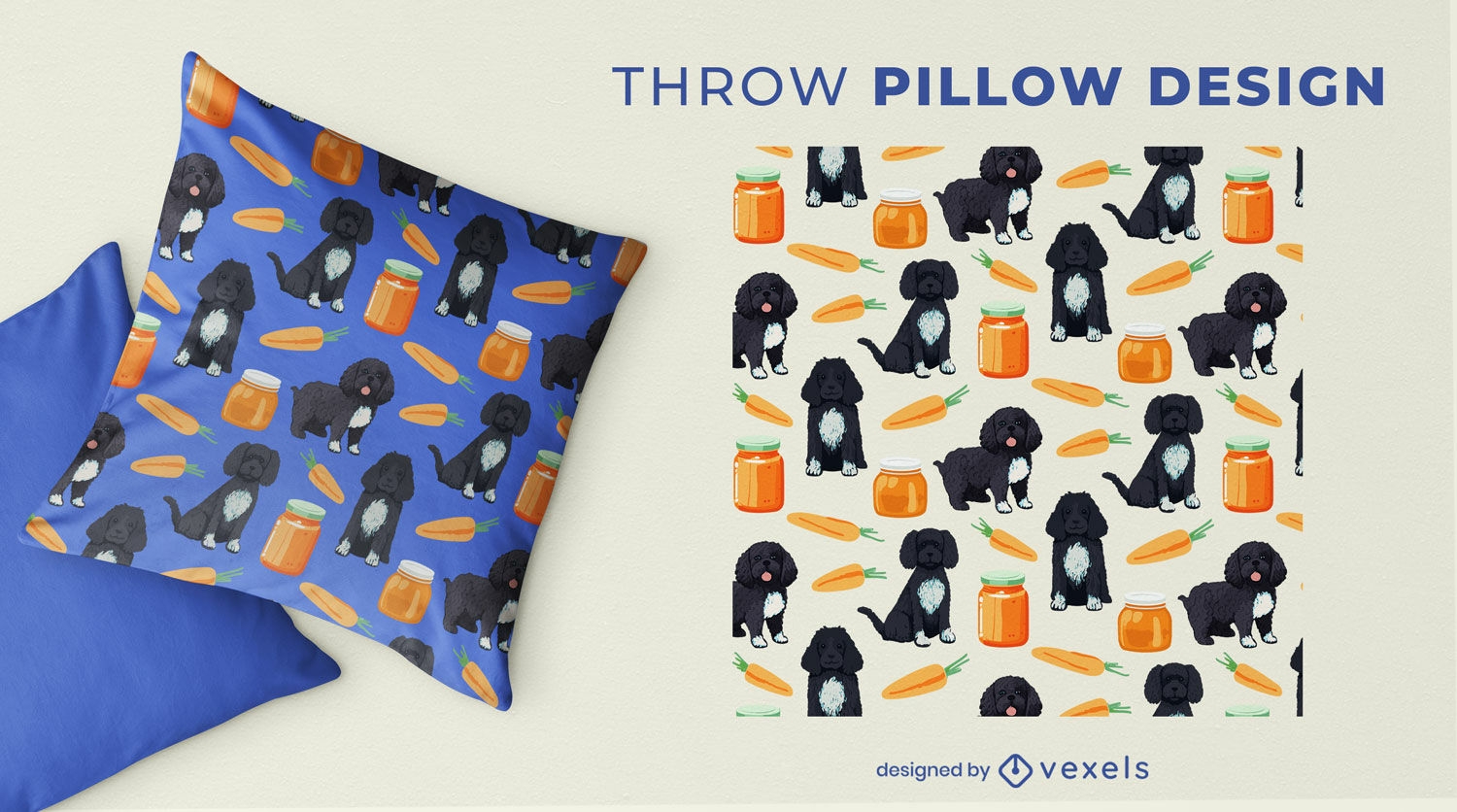 Cute dogs and food throw pillow design