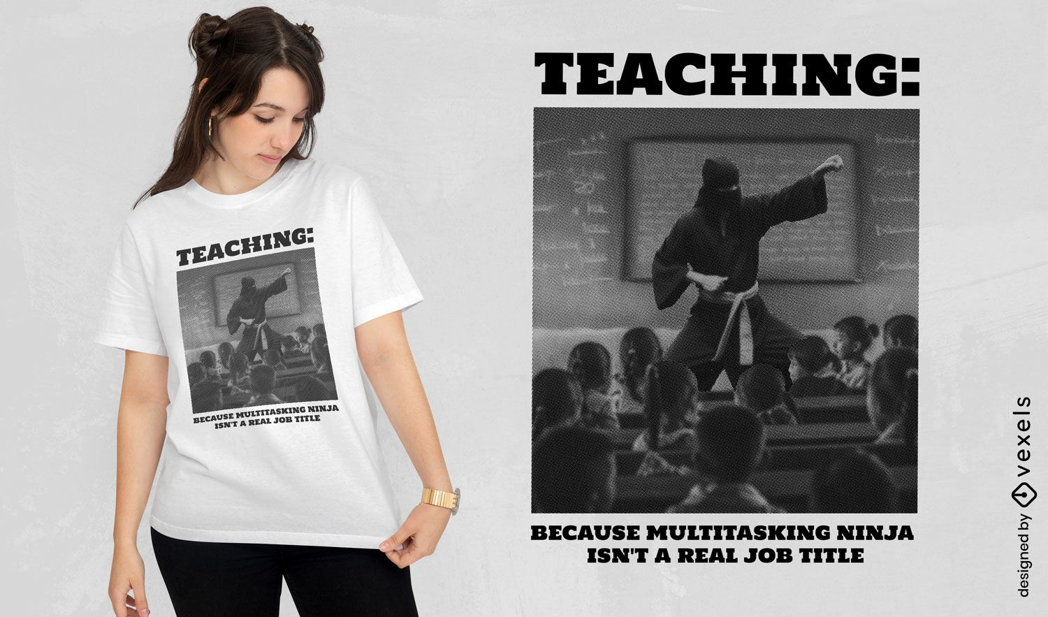 Design de camiseta ninja para professor