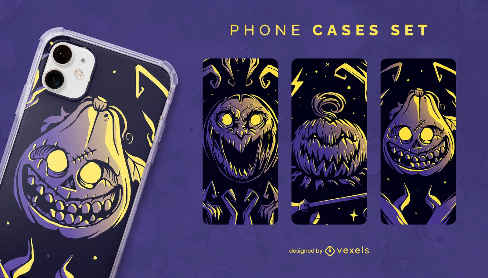 Design de capa de telefone de abóboras assustadoras de Halloween