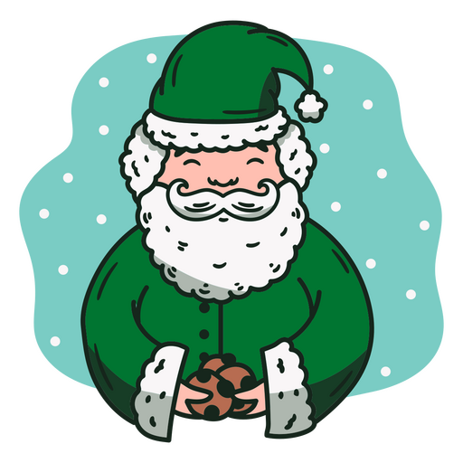 Papai Noel segurando um biscoito Desenho PNG