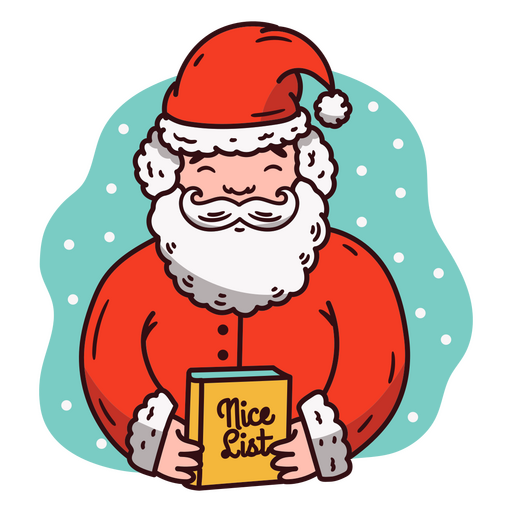 Santa claus holding the nice list book PNG Design