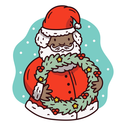 Santa claus holding a wreath PNG Design