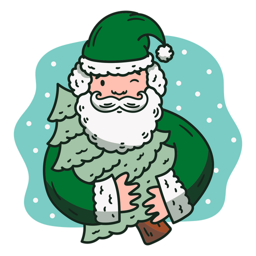 santa claus sosteniendo un árbol de navidad Diseño PNG
