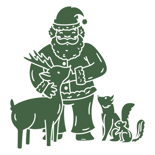 Design caprichoso de Papai Noel e amigos animais Desenho PNG