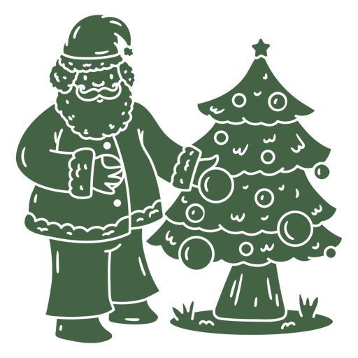 Festive santa and christmas tree illustration PNG Design