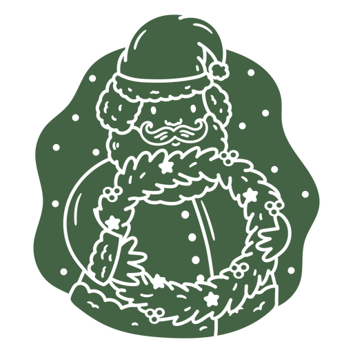 Ilustração festiva de Papai Noel segurando uma coroa de flores Desenho PNG