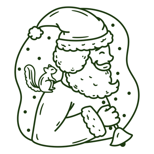 Diseño caprichoso de Papá Noel navideño con ardilla Diseño PNG
