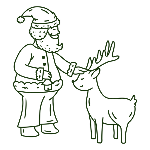 Verspielte Weihnachtsmann- und Rentierillustration PNG-Design