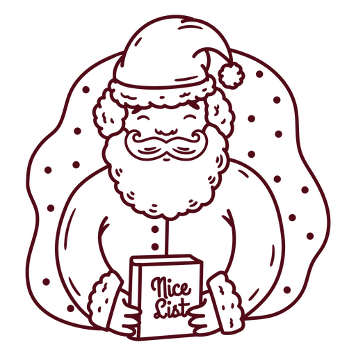 Papai Noel alegre segurando um belo design de lista Desenho PNG