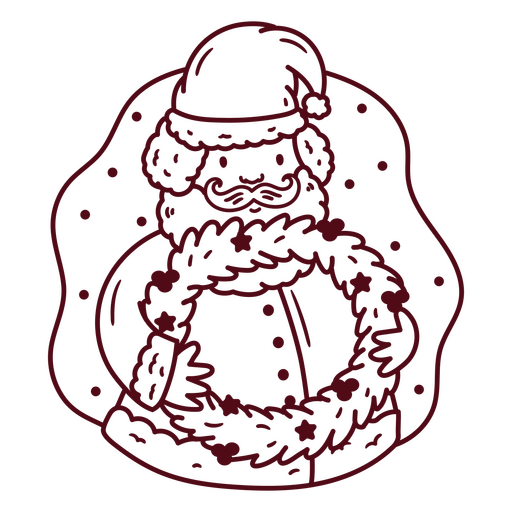 Ilustración de Papá Noel festivo con corona Diseño PNG