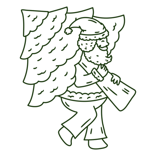 Diseño caprichoso de Papá Noel cargando un árbol Diseño PNG