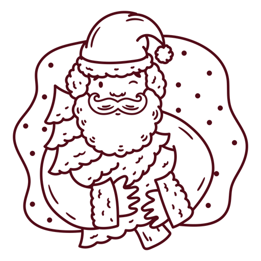 Ilustração brincalhona de Papai Noel segurando uma árvore de Natal Desenho PNG