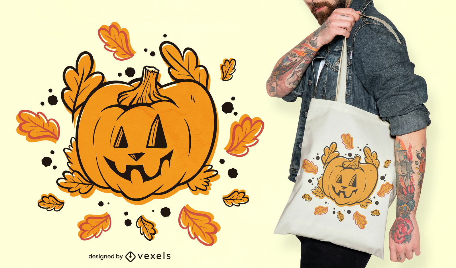 Calabaza en diseño de bolso tote de halloween