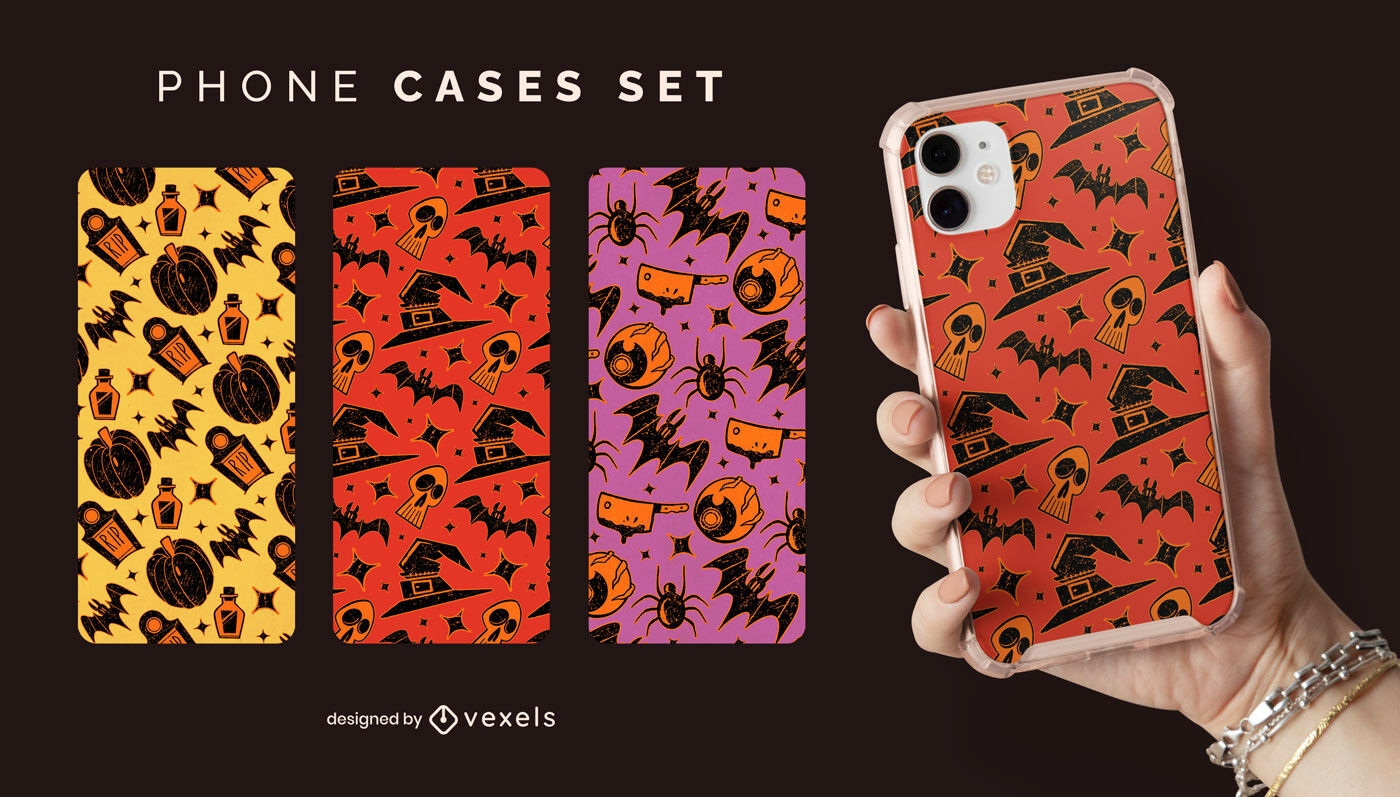 Halloween scary elements phone cases set