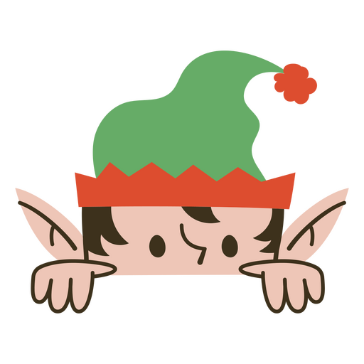 Cartoon elf with a hat peeking out PNG Design