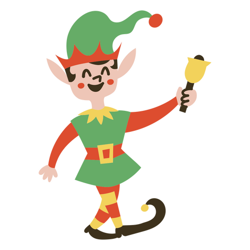 Cartoon elf holding a bell PNG Design
