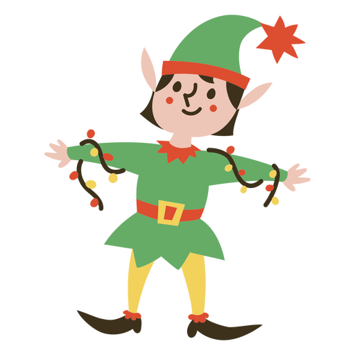 Christmas elf with lights PNG Design