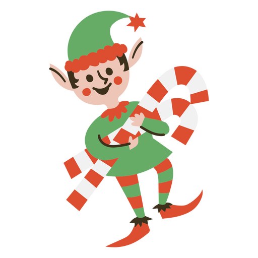 Elf hält eine Zuckerstange PNG-Design