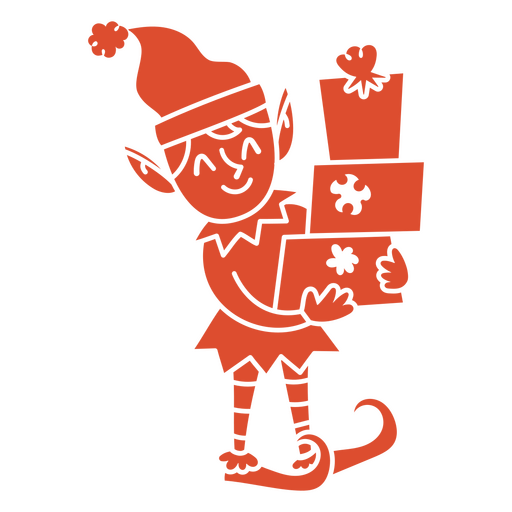 Verspieltes Weihnachtselfen-Design mit Geschenken PNG-Design