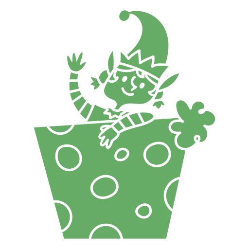 Diseño de elfo juguetón en una caja de regalo. Diseño PNG