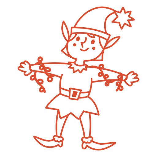 Fröhliche Elfenillustration mit festlichem Dekorations-T-Shirt-Design PNG-Design