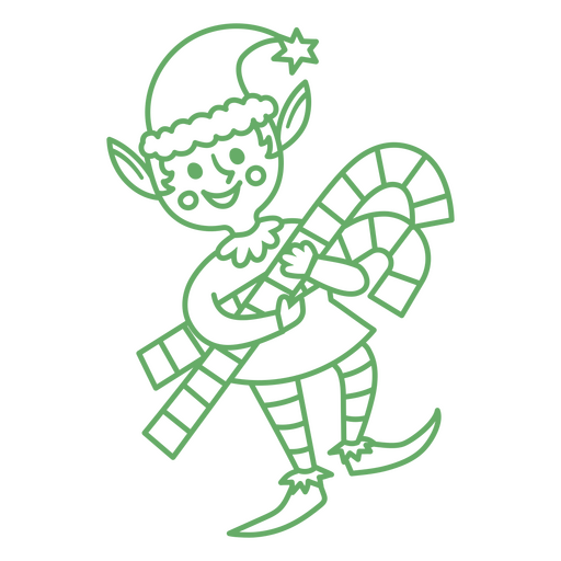 Diseño de elfo juguetón que lleva bastones de caramelo Diseño PNG