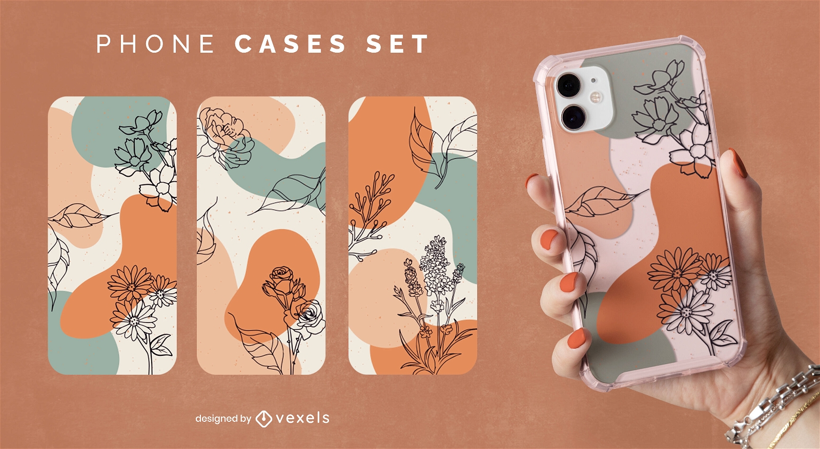 Nature and abstract art phone case set