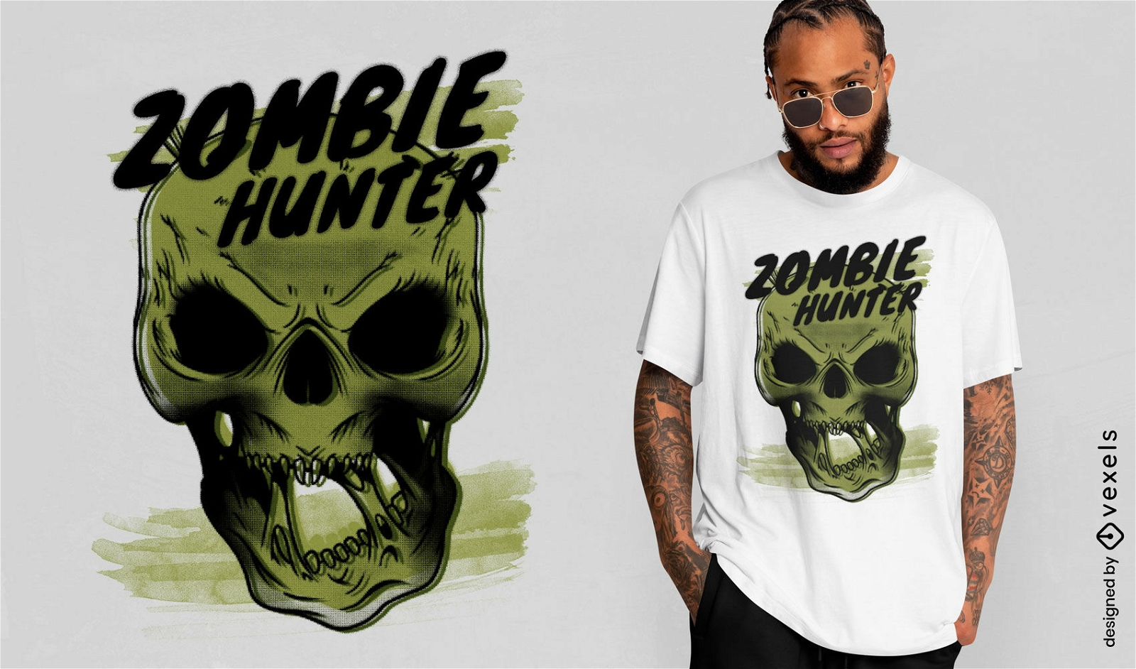 Skeleton monster halloween cartoon t-shirt psd