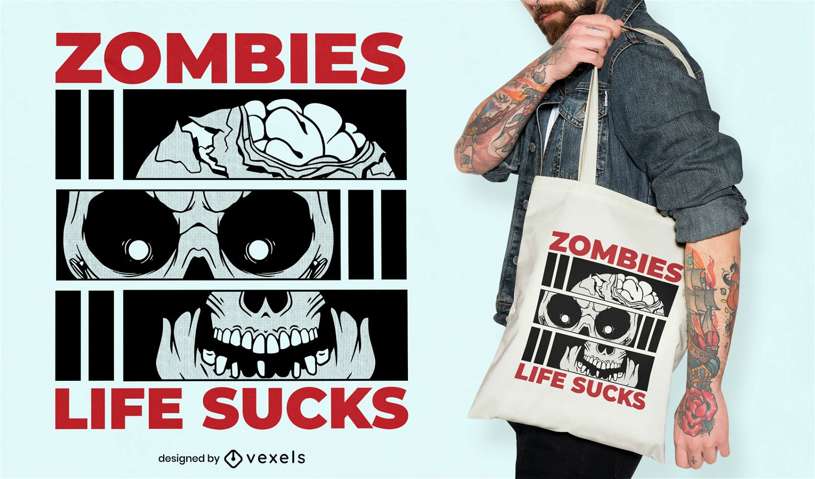 Zombies life sucks tote bag design