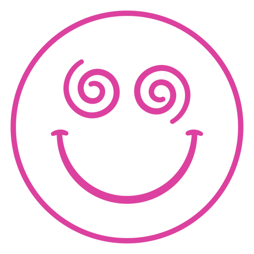 Playful spiral-eyed smiley face design PNG Design